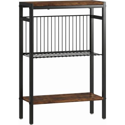 HOMCOM Side Table Spanplatte Metall 43L x 18B x 62,5H cm Rustikales Braun HOMCOM Side Table Spanplatte Metall 43L x 18B x 62,5H cm Rustikales Braun