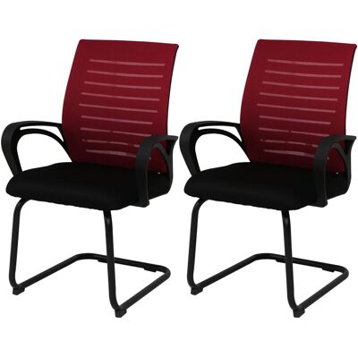 MCW 2er-Set Konferenzstuhl K51 Stoff/Textil 250g/m² Rot Gestell Schwarz MCW 2er-Set Konferenzstuhl K51 Stoff/Textil 250g/m² Rot Gestell Schwarz