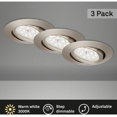 BRILONER - 3ks sada LED vestavné svítidlo, pr. 8,2 cm, 3,5 W, matný nikl - 8,2 cm - 3,5 W - LED recessed light BRILONER - 3ks sada LED vestavné svítidlo, pr. 8,2 cm, 3,5 W, matný nikl - 8,2 cm - 3,5 W - LED recessed light