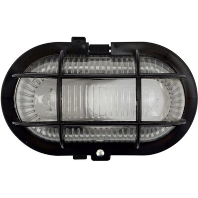 e2 elektro LED-Ovalleuchte mit Kunststoffkorb Schwarz 18,5 cm x 12,5 cm x 11 cm e2 elektro LED-Ovalleuchte mit Kunststoffkorb Schwarz 18,5 cm x 12,5 cm x 11 cm