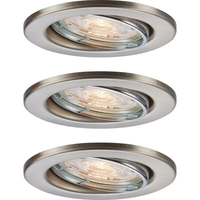 LED-Einbauleuchte 3er Set Metall Nickel 3,5W warmweiß schwenkbar Ø 8,6cm LED-Einbauleuchte 3er Set Metall Nickel 3,5W warmweiß schwenkbar Ø 8,6cm