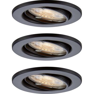 LED-Einbauleuchte 3er Set Metall Schwarz 3,5W warmweiß schwenkbar Ø 8,6cm LED-Einbauleuchte 3er Set Metall Schwarz 3,5W warmweiß schwenkbar Ø 8,6cm