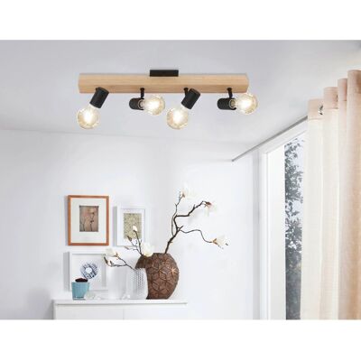 Eglo Spotleuchte Townshend 3 4-flammig Schwarz-Braun E27 60 W Eglo Spotleuchte Townshend 3 4-flammig Schwarz-Braun E27 60 W