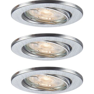 LED-Einbauleuchte 3er Set Metall Aluminiumfarben 3,5W warmweiß schwenkbar Ø8,6cm LED-Einbauleuchte 3er Set Metall Aluminiumfarben 3,5W warmweiß schwenkbar Ø8,6cm