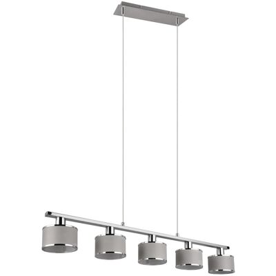 WOFI - Pendelleuchte 5-flammig - Grau/Chrom - 150 cm WOFI - Pendelleuchte 5-flammig - Grau/Chrom - 150 cm