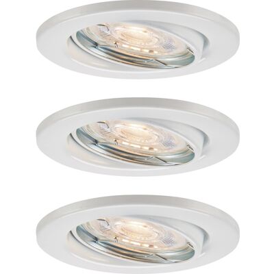 LED-Einbauleuchte 3er Set Metall Weiß 3,5W warmweiß schwenkbar Ø 8,6cm LED-Einbauleuchte 3er Set Metall Weiß 3,5W warmweiß schwenkbar Ø 8,6cm