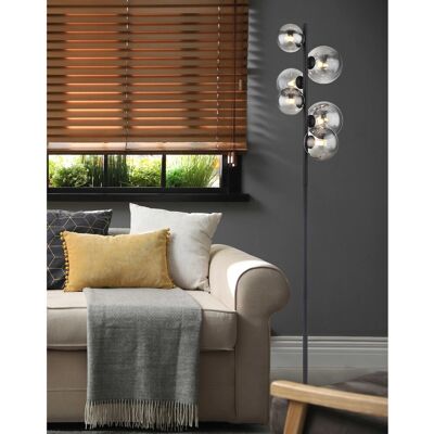 Globo LED-Stehlampe Riha 6-flammig Schwarz matt-Rauchfarben 285 x 1550 mm Globo LED-Stehlampe Riha 6-flammig Schwarz matt-Rauchfarben 285 x 1550 mm