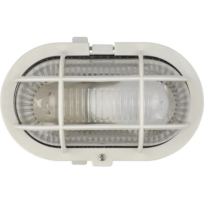 e2 elektro LED-Ovalleuchte mit Kunststoffkorb Weiß 18,5 cm x 12,5 cm x 11 cm e2 elektro LED-Ovalleuchte mit Kunststoffkorb Weiß 18,5 cm x 12,5 cm x 11 cm