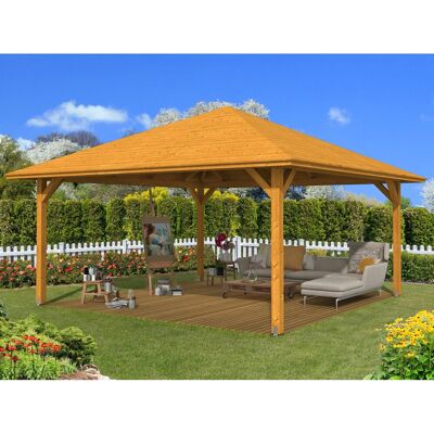 Skan Holz Holz-Pavillon Cannes 4 Eiche hell lasiert 489 cm x 489 cm Skan Holz Holz-Pavillon Cannes 4 Eiche hell lasiert 489 cm x 489 cm