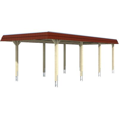 Skan Holz Carport Wendland Weiß 362 x 870 cm EPDM-Dach Blende Rot Skan Holz Carport Wendland Weiß 362 x 870 cm EPDM-Dach Blende Rot