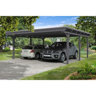 Skan Holz Emsland Carport - Flachdach, schiefergrau, für 2 Fahrzeuge Skan Holz Emsland Carport - Flachdach, schiefergrau, für 2 Fahrzeuge