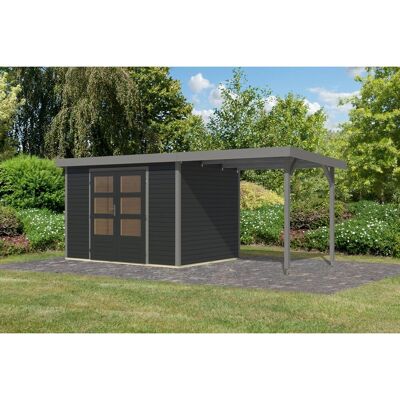 Karibu Gartenhaus Ernesto 4 C m. Anbaudach Anthrazit/Grau 209 x 298 x 213 cm Karibu Gartenhaus Ernesto 4 C m. Anbaudach Anthrazit/Grau 209 x 298 x 213 cm