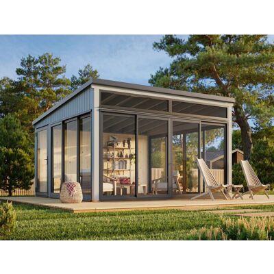 Palmako Holz-Gartenhaus Saga Slide Plus Pultdach Lackiert 420 cm x 420 cm Palmako Holz-Gartenhaus Saga Slide Plus Pultdach Lackiert 420 cm x 420 cm
