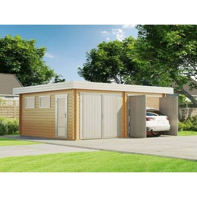 Alpholz D-70 Flachdach Doppelgarage - Holz, Isolierglas, 28,4m² Alpholz D-70 Flachdach Doppelgarage - Holz, Isolierglas, 28,4m²