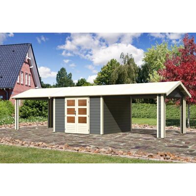 Karibu Holz-Gartenhaus Timra Terragrau Satteldach Lackiert 300 cm x 300 cm Karibu Holz-Gartenhaus Timra Terragrau Satteldach Lackiert 300 cm x 300 cm