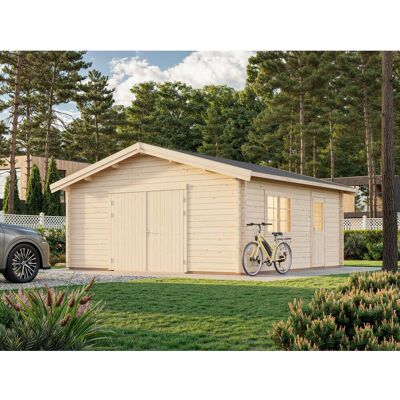 Palmako Garage Roger mit Holztor 540 x 540 cm Lackiert Grau-Weiß FSC® Palmako Garage Roger mit Holztor 540 x 540 cm Lackiert Grau-Weiß FSC®