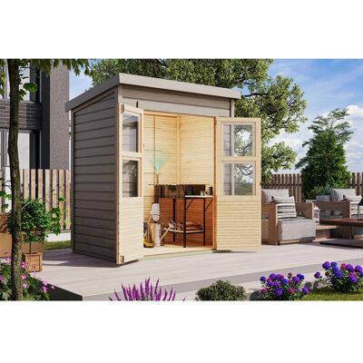 Karibu Holz-Gartenhaus Gartenhaus Pultdach Grundiert 182 cm x 126 cm 2,2 m² Karibu Holz-Gartenhaus Gartenhaus Pultdach Grundiert 182 cm x 126 cm 2,2 m²