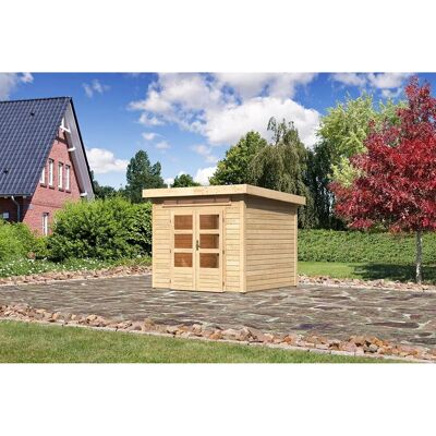 Karibu Holz-Gartenhaus Kumla 3 Natur Pultdach Unbehandelt 240 cm x 240 cm Karibu Holz-Gartenhaus Kumla 3 Natur Pultdach Unbehandelt 240 cm x 240 cm