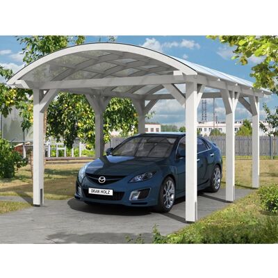 SKANHOLZ Franken Carport - Weiß, 376x541cm, Bogenform - Carport SKANHOLZ Franken Carport - Weiß, 376x541cm, Bogenform - Carport