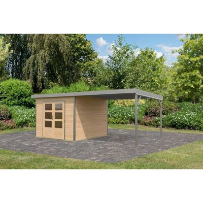 Karibu Gartenhaus Domingo A m. Anbaudach Naturbelassen/Grau 218,5 x 270 x 270 cm Karibu Gartenhaus Domingo A m. Anbaudach Naturbelassen/Grau 218,5 x 270 x 270 cm