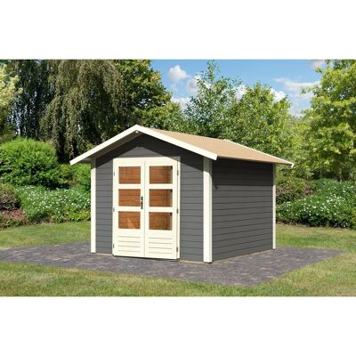 Karibu Holz-Gartenhaus Tyka Terragrau Satteldach Lackiert 270 cm x 270 cm Karibu Holz-Gartenhaus Tyka Terragrau Satteldach Lackiert 270 cm x 270 cm