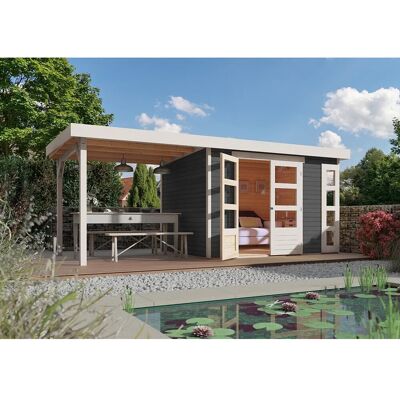 Karibu Holz-Gartenhaus Sölve Terragrau Flachdach Lackiert 298 cm x 213 cm Karibu Holz-Gartenhaus Sölve Terragrau Flachdach Lackiert 298 cm x 213 cm