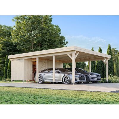 Palmako Carport Karl mit Geräteraum 555 x 732 cm Lackiert Weiß FSC® Palmako Carport Karl mit Geräteraum 555 x 732 cm Lackiert Weiß FSC®
