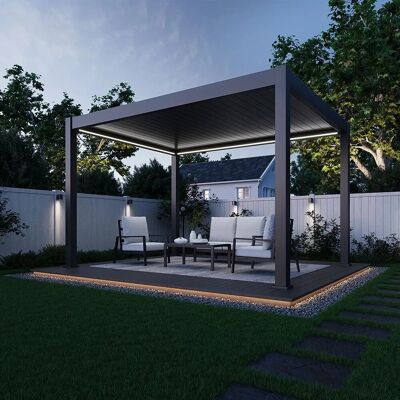 Weide E-Deluxe Plus, elektrische Pergola mit LED, Voll Aluminium, 3 x 4 M, motorisiertes Lamellendach anthrazit Weide E-Deluxe Plus, elektrische Pergola mit LED, Voll Aluminium, 3 x 4 M, motorisiertes Lamellendach anthrazit