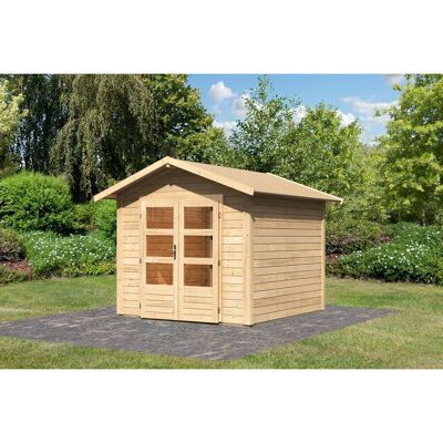 Karibu Holz-Gartenhaus Tyka Natur Satteldach Unbehandelt 240 cm x 240 cm Karibu Holz-Gartenhaus Tyka Natur Satteldach Unbehandelt 240 cm x 240 cm