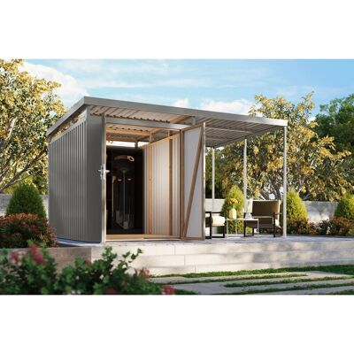 Karibu Metallgerätehaus Argos 2,5 mit Anbaudach 2 m Anthrazit Karibu Metallgerätehaus Argos 2,5 mit Anbaudach 2 m Anthrazit