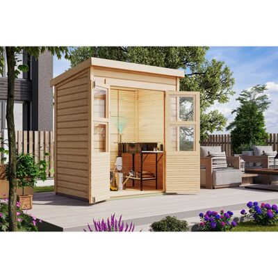 Karibu Holz-Gartenhaus Gartenhaus Pultdach Unbehandelt 182 cm x 126 cm 2,2 m² Karibu Holz-Gartenhaus Gartenhaus Pultdach Unbehandelt 182 cm x 126 cm 2,2 m²