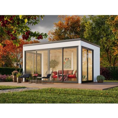 Palmako Holz-Gartenhaus Serena Slide Plus Pultdach Lackiert 420 cm x 320 cm Palmako Holz-Gartenhaus Serena Slide Plus Pultdach Lackiert 420 cm x 320 cm