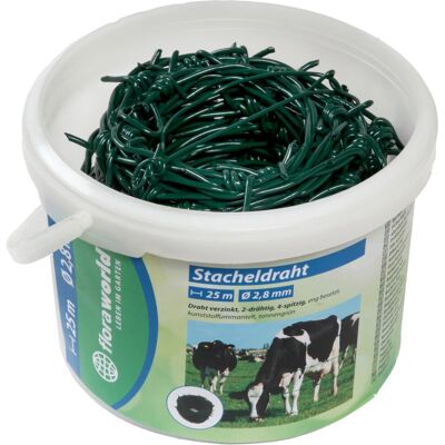 Floraworld Stacheldraht carat 25 m Grün kunststoffummantelt im Eimer Floraworld Stacheldraht carat 25 m Grün kunststoffummantelt im Eimer