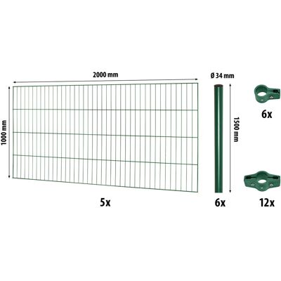 Floraworld Einstabmattenzaun-Set Classic Grün 100 cm x 1000 cm Floraworld Einstabmattenzaun-Set Classic Grün 100 cm x 1000 cm