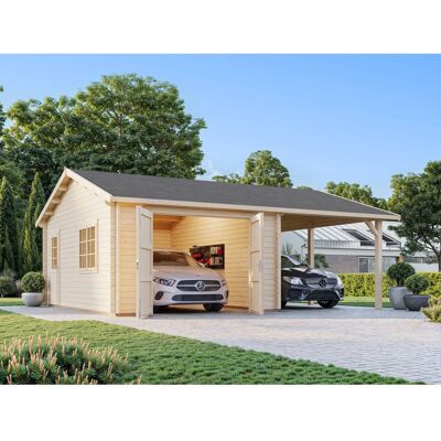 Palmako Garage Roger mit Holztor 653 x 550 cm Tauchgrundiert Hellbraun FSC® Palmako Garage Roger mit Holztor 653 x 550 cm Tauchgrundiert Hellbraun FSC®