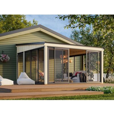 Palmako Holz-Gartenhaus Lumi Slide Plus Pultdach Unbehandelt 420 cm x 420 cm Palmako Holz-Gartenhaus Lumi Slide Plus Pultdach Unbehandelt 420 cm x 420 cm
