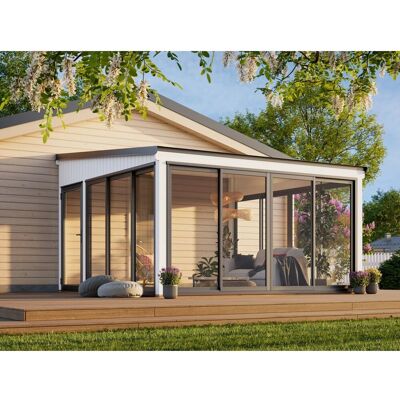 Palmako Holz-Gartenhaus Lumi Slide Pultdach Lackiert 420 cm x 420 cm 16,6 m² Palmako Holz-Gartenhaus Lumi Slide Pultdach Lackiert 420 cm x 420 cm 16,6 m²