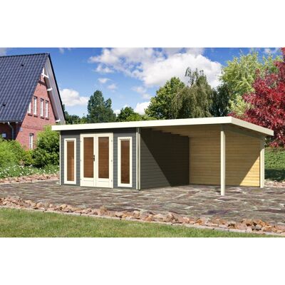 Karibu Holz-Gartenhaus Norrköping Terragrau Pultdach Lackiert 365 cm x 365 cm Karibu Holz-Gartenhaus Norrköping Terragrau Pultdach Lackiert 365 cm x 365 cm
