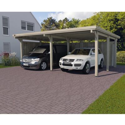 Weka Flachdach-Doppelcarport 618 Gr.1 mit PVC-Dachplatten 603 cm x 512 cm Weka Flachdach-Doppelcarport 618 Gr.1 mit PVC-Dachplatten 603 cm x 512 cm