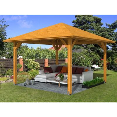 SKANHOLZ Cannes 2 Pavillon - Leimholz, hell Eiche, 439x439cm - Pavillon SKANHOLZ Cannes 2 Pavillon - Leimholz, hell Eiche, 439x439cm - Pavillon