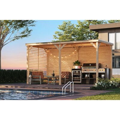 Karibu Pavillon Cannes Outdoorkitchen XXL m. Rück- u. Lamellenwand 453cm x 231cm Karibu Pavillon Cannes Outdoorkitchen XXL m. Rück- u. Lamellenwand 453cm x 231cm