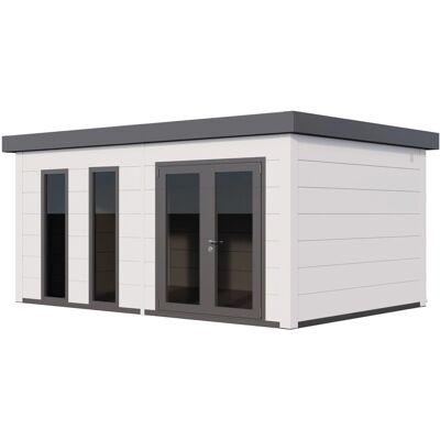 Telluria Gerätehaus Luminato 5436+ mit Weiße Ecken 538 cm x 358 cm Weiß Telluria Gerätehaus Luminato 5436+ mit Weiße Ecken 538 cm x 358 cm Weiß