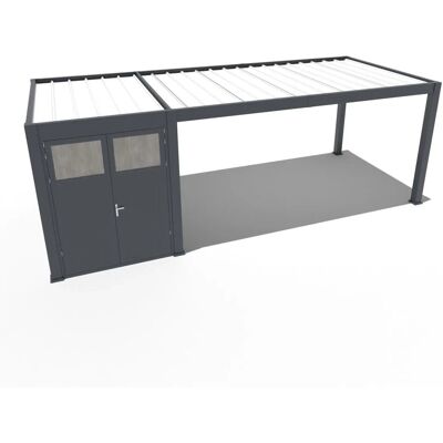 Weide Carport Mit Schuppen Aus Aluminium 3 X 7,2 M Garage Anthrazit Weide Carport Mit Schuppen Aus Aluminium 3 X 7,2 M Garage Anthrazit