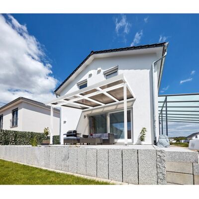 Gutta Terrassenüberdachung Premium (BxT) 410 cm x 406 cm Weiß Polycarbonat Bronce Gutta Terrassenüberdachung Premium (BxT) 410 cm x 406 cm Weiß Polycarbonat Bronce