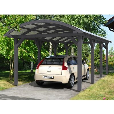 Skan Holz Bogendach-Carport Franken 376 cm x 755 Schiefergrau Skan Holz Bogendach-Carport Franken 376 cm x 755 Schiefergrau