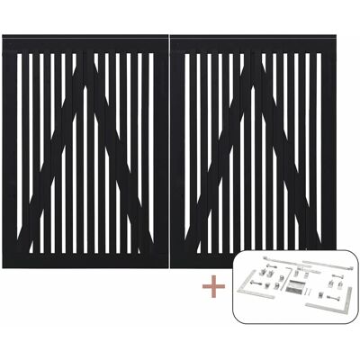 Plus Holz Doppeltor Sendai Nadelholz Schwarz 200 cm x 140 cm Plus Holz Doppeltor Sendai Nadelholz Schwarz 200 cm x 140 cm