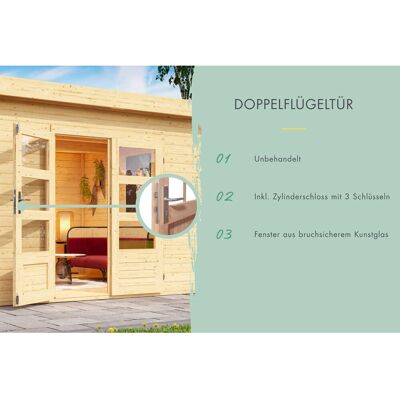 Karibu Holz-Gartenhaus Ängelholm Natur Pultdach Unbehandelt 340 cm x 280 cm Karibu Holz-Gartenhaus Ängelholm Natur Pultdach Unbehandelt 340 cm x 280 cm