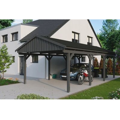 SKANHOLZ - Fichtelberg - grau lasiert - Satteldach - Carport SKANHOLZ - Fichtelberg - grau lasiert - Satteldach - Carport