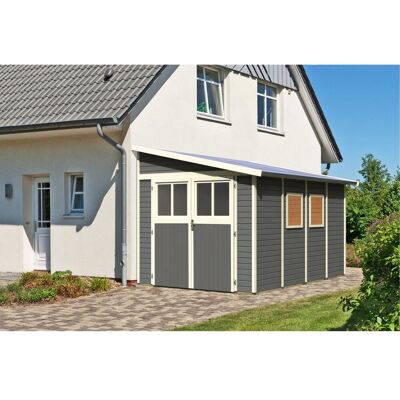 Karibu Holz-Gartenhaus Timsund Terragrau Pultdach Lackiert 235 cm x 352 cm Karibu Holz-Gartenhaus Timsund Terragrau Pultdach Lackiert 235 cm x 352 cm