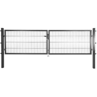 Solid Doppeltor Stahl Anthrazit mit Füllung für Doppelstabmatte 80 cm x 300 cm Solid Doppeltor Stahl Anthrazit mit Füllung für Doppelstabmatte 80 cm x 300 cm